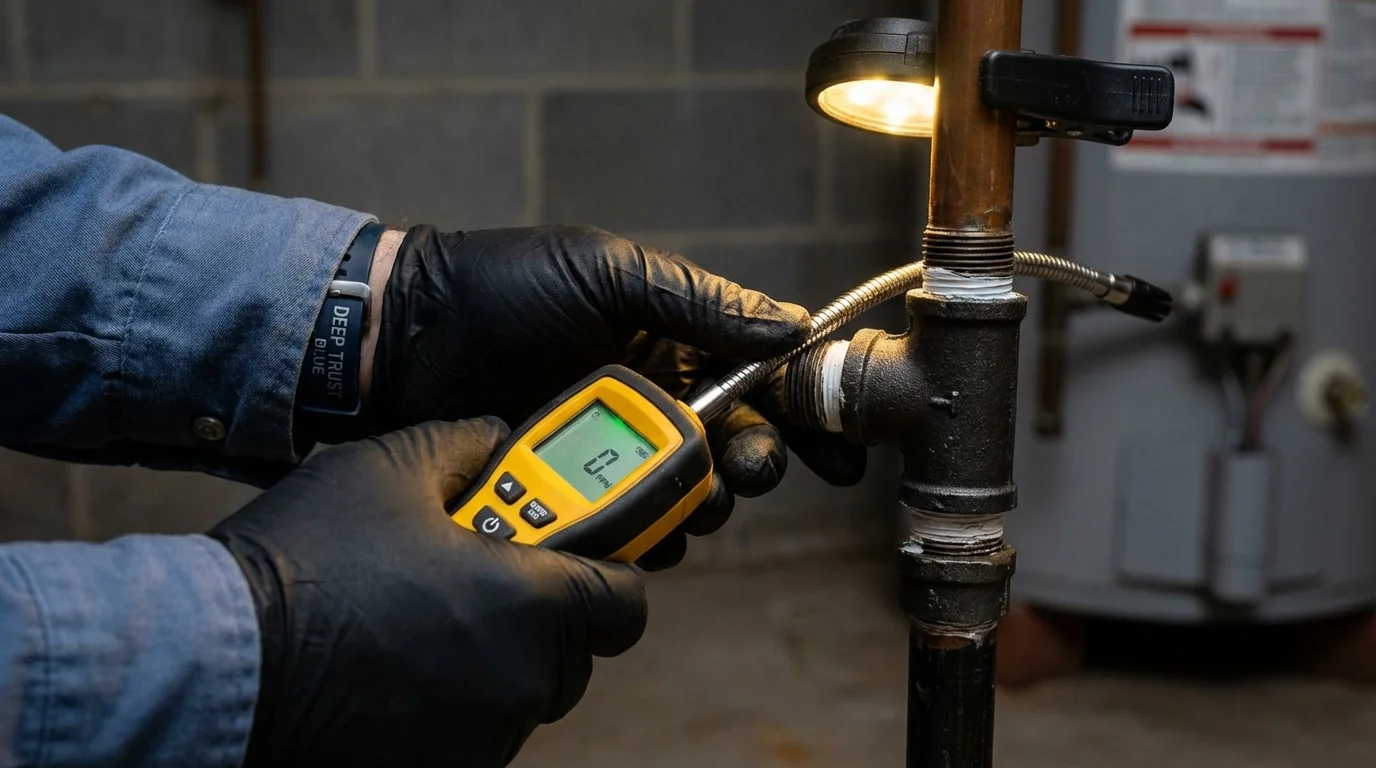 Gas leak detection with electronic sniffer by Johns Plumbing LLC in Sardis